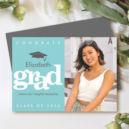 Türkisfarbener Abschluss Foto Graue Kappe Ankündigung