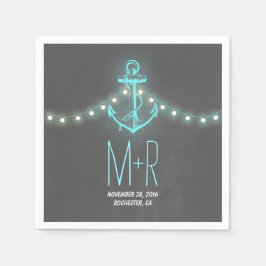 türkisfarbener Anker Wasserchalkboard Hochzeit Serviette