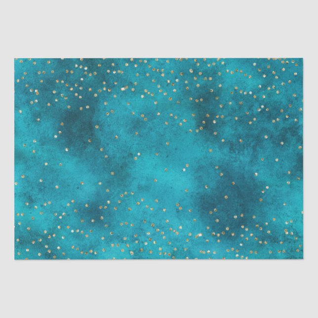 Türkisfarbener Aquamariner Goldsparkon Seidenpapier (Vorderseite)