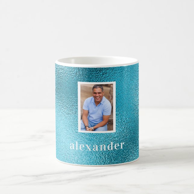 Türkisfarbener benutzerdefinierter Foto Kaffeetasse (Mittel)