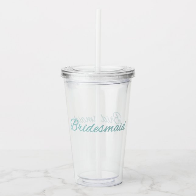 Türkisfarbener Glitzer Bridesmaid Wedding Acryltrinkbecher (Vorderseite)