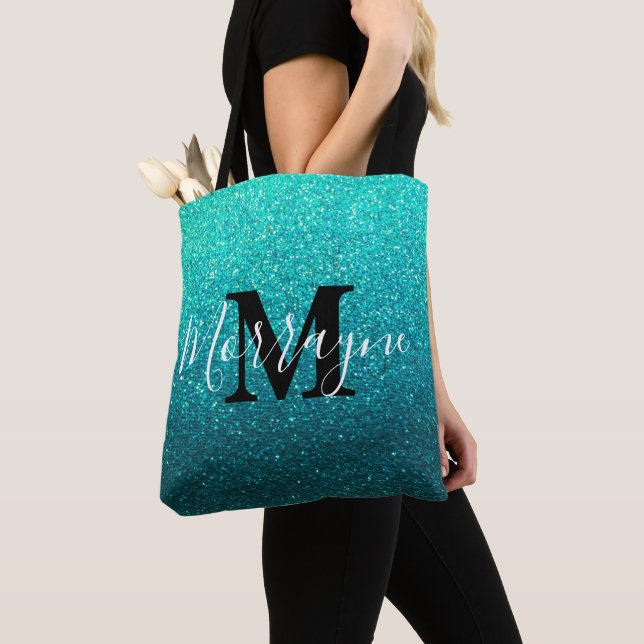 Türkisfarbener Glitzer Ombre Glitzern Metallisches Tasche (Von Nahem)