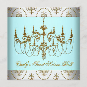 Türkisfarbener Goldener Kronleuchter Classy Sweet  Einladung