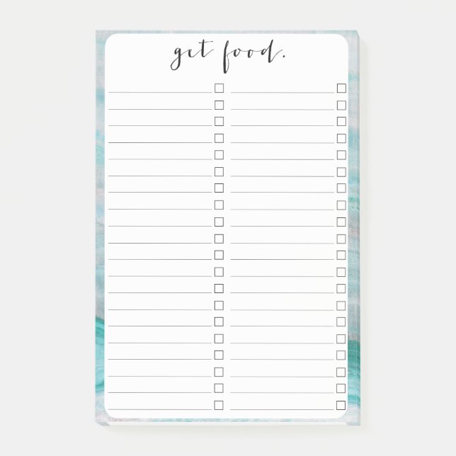 Türkisfarbener Granitstein-Wellendruck Post-it Klebezettel (Vorderseite)