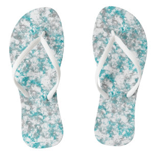 Türkisfarbener grauer und weißer Marmor Flip Flops