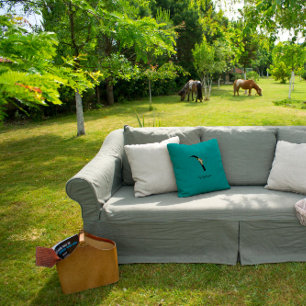 Türkisfarbener Hibiskus Monogram Kissen