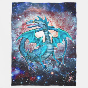 Türkisfarbener Kosmischer Drache Fleecedecke