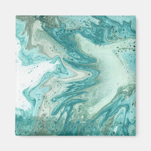 Türkisfarbener Marmorbildquadrat Magnet