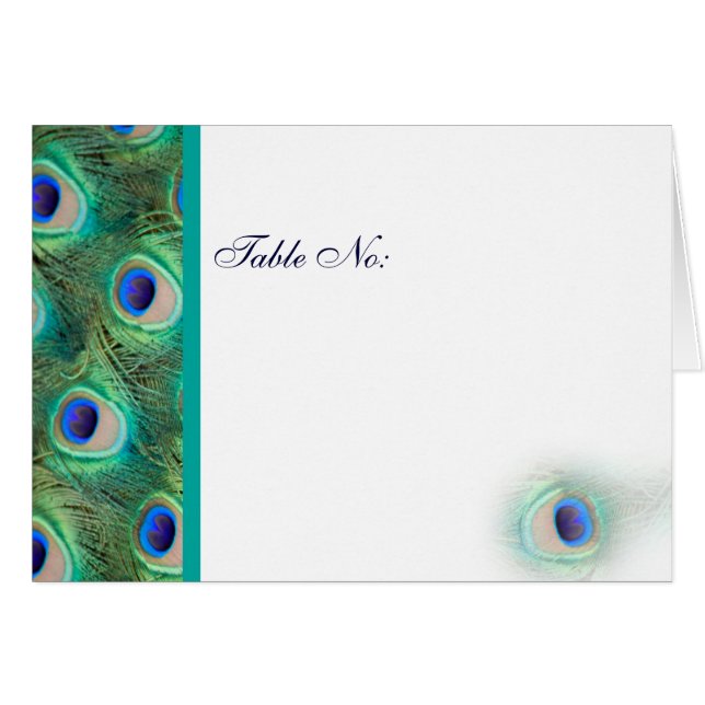 türkisfarbener Pfau Hochzeiten Platzkarten (Vorderseite (Horizontal))