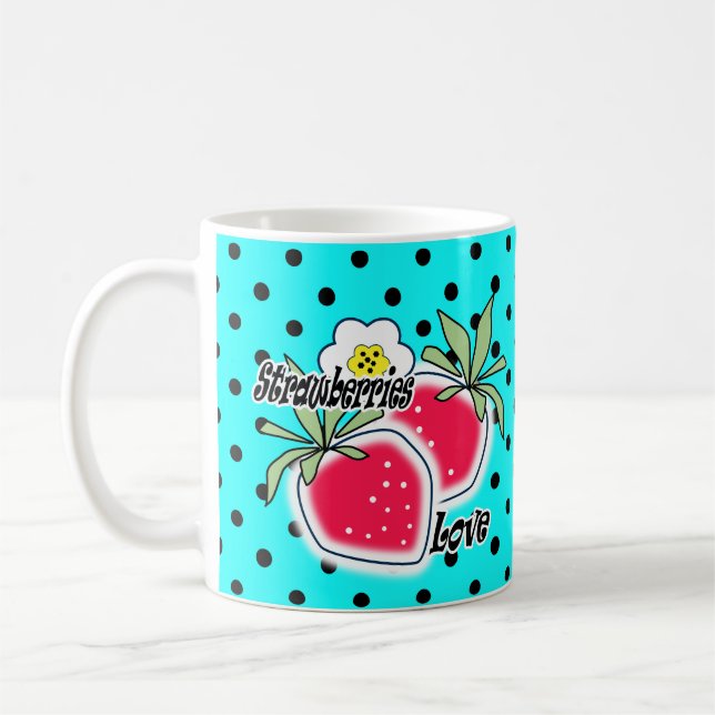 Türkisfarbener Polak-Punkt-Hintergrund Kaffeetasse (Links)