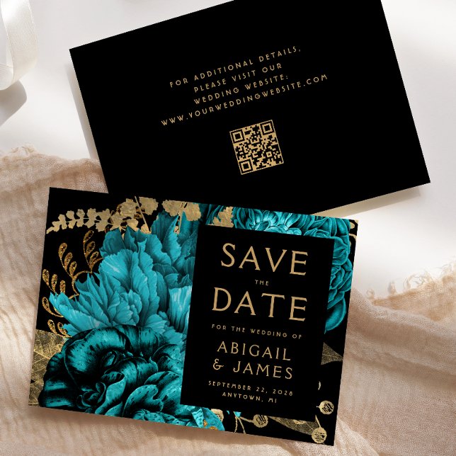 Türkisfarbener QR-Code Hochzeit Sichern Sie das Da Einladung (Von Creator hochgeladen)