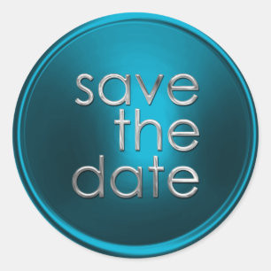 Türkisfarbener Save the Date Umschlag Aufkleber