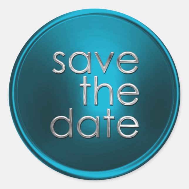 Türkisfarbener Save the Date Umschlag Aufkleber (Vorderseite)