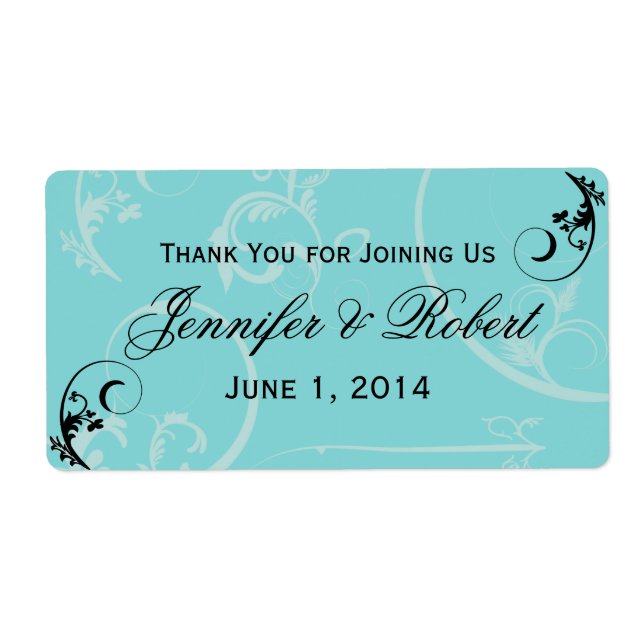 Türkisfarbener Schwarzer Swirl Geblüht Wasserflasc (Vorne)