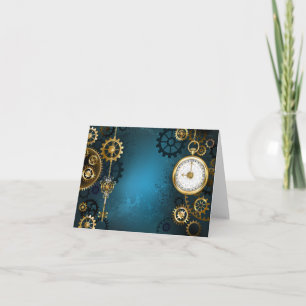 Türkisfarbener Steampunk mit Gears Einladung