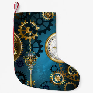 Türkisfarbener Steampunk mit Gears Kleiner Weihnachtsstrumpf