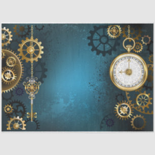 Türkisfarbener Steampunk mit Gears Seidenpapier