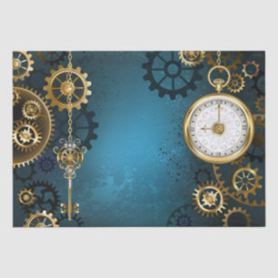 Türkisfarbener Steampunk mit Gears Seidenpapier
