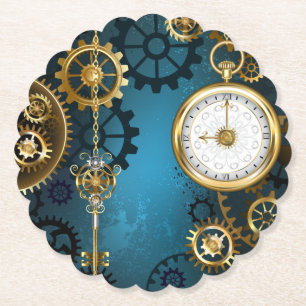 Türkisfarbener Steampunk mit Gears Untersetzer