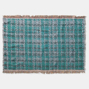 Türkisfarbener Tartan-Stoff, texturierter Hintergr Decke