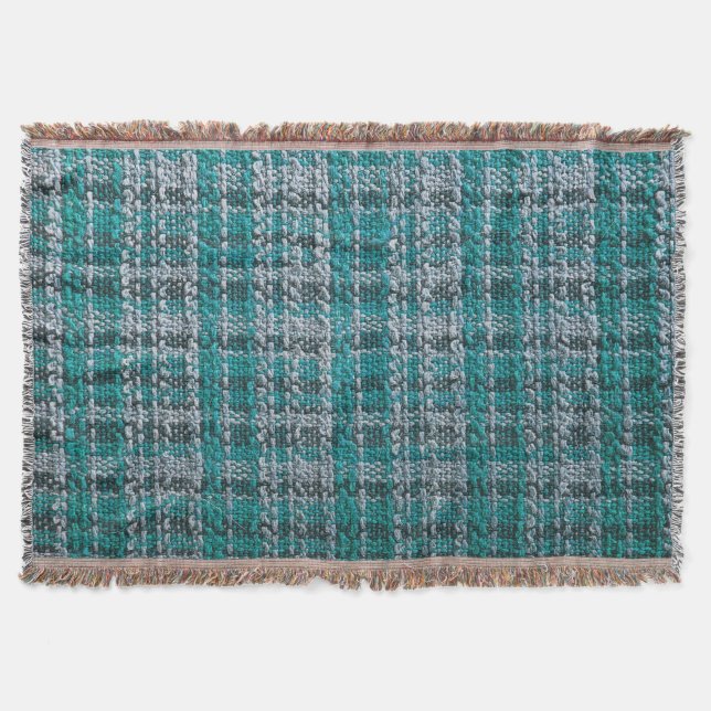 Türkisfarbener Tartan-Stoff, texturierter Hintergr Decke (Vorderseite)