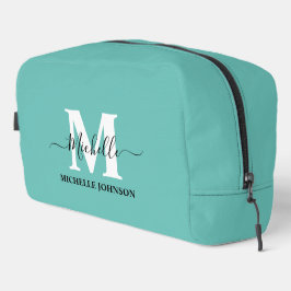 Türkisfarbener Toilettenbeutel mit Monogramm Waschbeutel