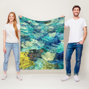 Türkisfarbener und Aquamariner Abstrakter Tipp-Poo Fleecedecke
