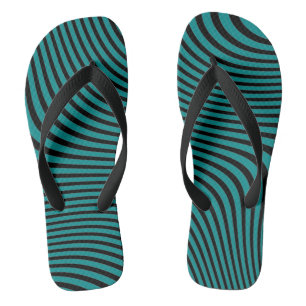 Türkisfarbener und schwarzer Wavy-Hintergrund Flip Flops