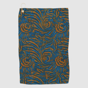Türkisfarbener William Morris Stil Akanthusblatt B Golfhandtuch