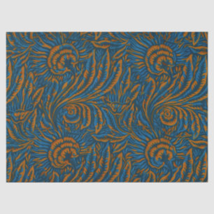 Türkisfarbener William Morris Stil Akanthusblatt B Seidenpapier