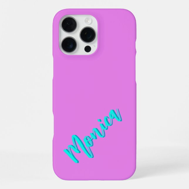 Türkisfarbenes 3D-Azure-Name | Lustiges Violett iPhone 16 Pro Max Hülle (Rückseite)