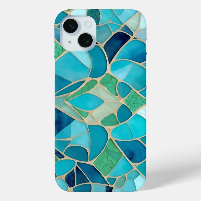 Türkisfarbenes Abstraktes Mosaik im Art-Déco-Stil Case-Mate iPhone Hülle (Rückseite)