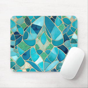 Türkisfarbenes Abstraktes Mosaik im Art-Déco-Stil Mousepad