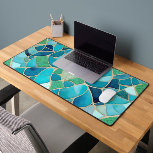 Türkisfarbenes Abstraktes Mosaik im Art-Déco-Stil Schreibtischunterlage