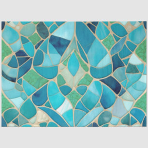 Türkisfarbenes Abstraktes Mosaik im Art-Déco-Stil Seidenpapier