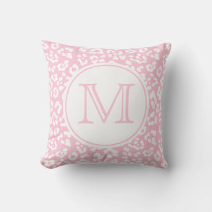 Türkisfarbenes Aquamarin Leopard Print Monogram Kissen