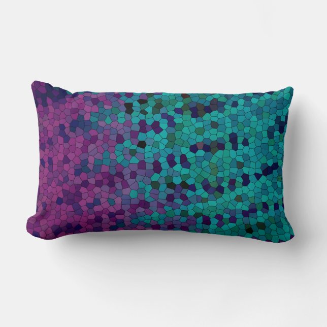 Türkisfarbenes Aquamarines Blau und Lila Violettmo Lendenkissen (Vorderseite)