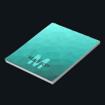 Türkisfarbenes aquamarines geometrisches Maschenmu Notizblock<br><div class="desc">Monogram Personalisieren Sie Ihr Notebook-Büromaterial mit Ihrem individuellen Vor- und Namen. Dreieckige geometrische Masche mit dunkelblau-grün türkisfarbenen aquamarinen aqua ombre Farbverlauf.</div>