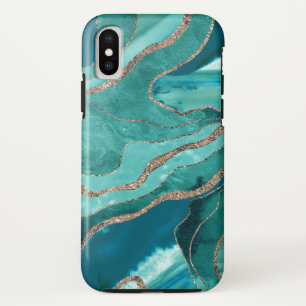 Türkisfarbenes Aquamarines Marmorglas Agate Gold G Case-Mate iPhone Hülle