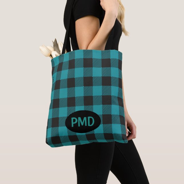 Türkisfarbenes Aquamarines Schwarzes Buffalo Karie Tasche (Von Nahem)