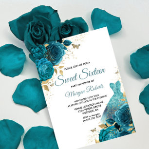 Türkisfarbenes Aquamarines Sparkle Dress Sweet 16  Einladung