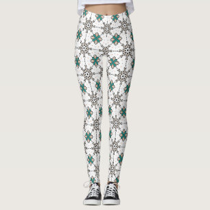 Türkisfarbenes Beiges Florales Geometrisches Muste Leggings