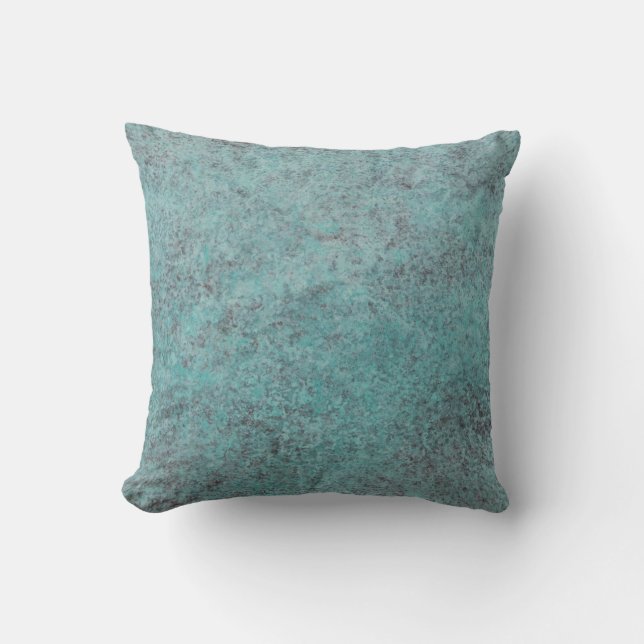 Türkisfarbenes Copper Patina Textur Geschenk Kissen (Vorderseite)