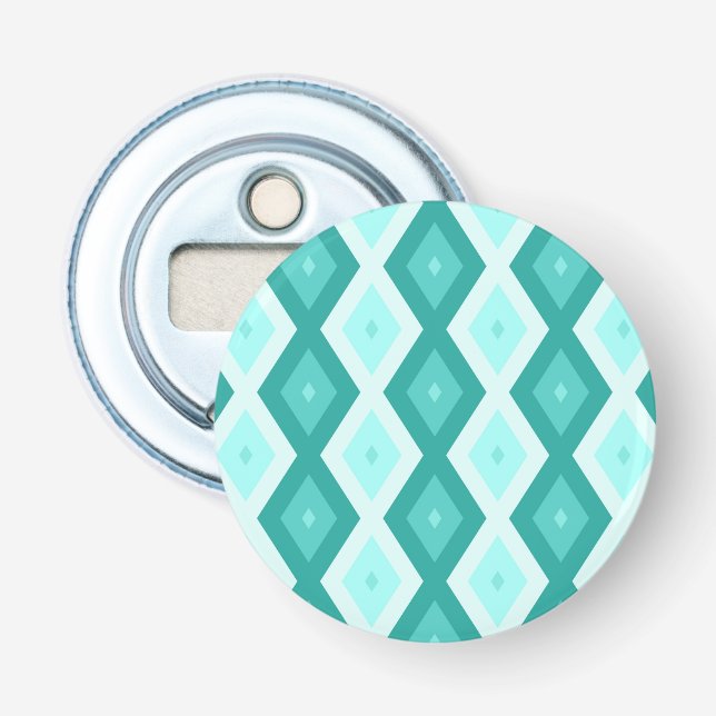 Türkisfarbenes Diamantmuster Flaschenöffner (Vorderseite)