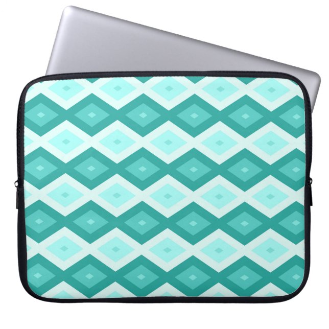 Türkisfarbenes Diamantmuster Laptopschutzhülle (Vorderseite)