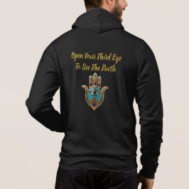Türkisfarbenes drittes Auge Hamsa Zip Hoodie