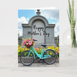 Türkisfarbenes Fahrrad mit Blumen zum Muttertag Ka Karte