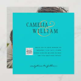 Türkisfarbenes Foto Hochzeitsstichtag QR-Code Rett