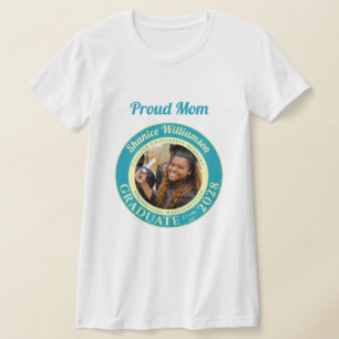 Türkisfarbenes Foto Moderne Abschluss Stolz Mama T-Shirt