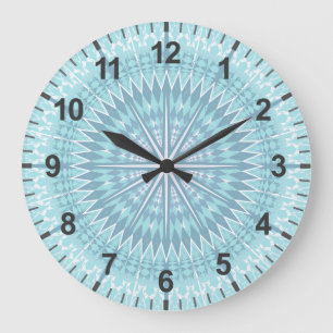 Türkisfarbenes geometrisches modernes Mandala Große Wanduhr